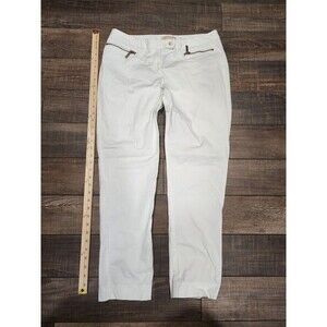 Michael Kors Women's White Stretch Ankle Jeans Size 10 Zip Pockets